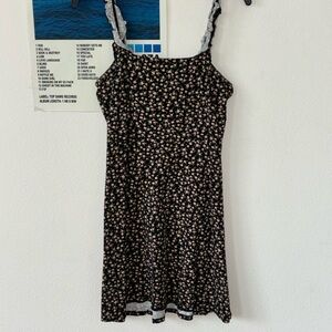 Black and Orange Midi Dress with Spaghetti Straps